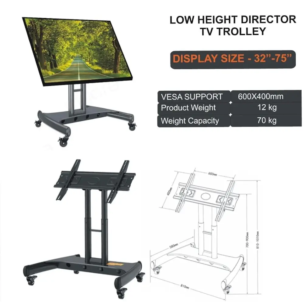 LED MOBILE Portable Trolly Stand 32"-75" (AVA 1600) view 3